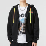 Men's Nike Kangaroo Pocket Chest Multi-Color Printing Drawstring Pullover Black DQ7565-010