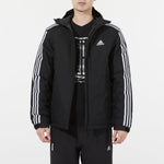 adidas 3st Down Jkt Logo Printing Side Stripe Sports Stay Warm hooded down Jacket Black H23080