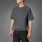 Men's adidas Solid Color Round Neck Straight Short Sleeve Dark Grey T-Shirt HD4790