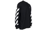 Men's Off-White SS22 Diag Alphabet Stripe Pattern Pullover Long Sleeves Loose Fit Black T-Shirt OMAB064C99JER0011001