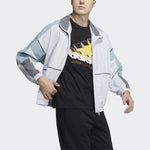 adidas Contrasting Colors Stand Collar Zipper Sports Jacket Gray HD0078