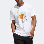 Men's adidas Cartoon Printing Basketball Sports Short Sleeve White T-Shirt HS4329
