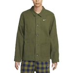 Men's Nike Solid Color Logo Lapel Casual Long Sleeves Military Green Jacket DQ5185-326