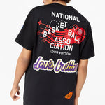 Men's LOUIS VUITTON x NBA Crossover Round Neck Printing Short Sleeve Black 1A8XEB