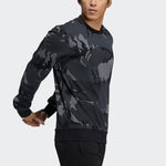 Men's adidas Fi Aop Camo Swt Camouflage Sports Round Neck Pullover Dark Grey H65646
