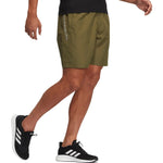 Men's adidas Solid Color Minimalistic Sports Straight Shorts Dark Olive Green HE9935