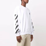 Men's Off-White FW21 Arrow Logo Printing Pullover Round Neck Loose Fit White OMBA054F21FLE0110110