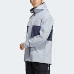 Men's adidas Solid Color Hooded Zipper Jacket Deep Navy Blue HE5134