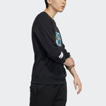 Men's adidas neo Sw Ft Gr Sw Funny Printing Sports Round Neck Pullover Black HA1487