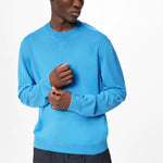 Men's LOUIS VUITTON FW21 Logo Embossing Round Neck Blue 1A9FQ1
