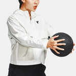 (WMNS) Under Armour Project Rock Woven Hooded Jacket White 1361076-112