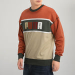PUMA Casual Round Neck Colorblock Sports Gray Green Brown Colorblock 530710-12