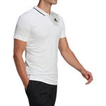 adidas Gameset Solid Color Logo Micro Mark Tennis Sports Short Sleeve Polo Shirt White HB9135