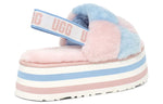 (WMNS) UGG Disco Checker Slide Thick Sole Pink Blue 1113490-PSTR