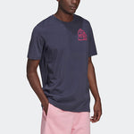 adidas originals Kevin Lyons Tee Back Cartoon Pattern Printing Round Neck Casual Short Sleeve Couple Style Navy Blue HC7123