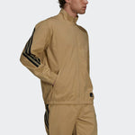 adidas M Future Icon Contrasting Colors Stripe Splicing Woven Stand Collar Sports Logo Jacket Khaki GT0118