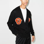 Off-White Logo Intarsia V neck single breasted Knit Cardigan Loose Fit Black OMHB014C99KNI0011020