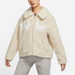 (WMNS) Nike Logo Printing Solid Color Athleisure Casual Sports Lamb's Wool Apricot Color Jacket DD5621-206
