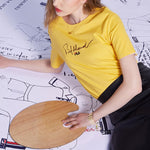 (WMNS) FILA Alphabet Logo Round Neck Casual Short Sleeve Yellow F11W118102-FYE