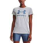 (WMNS) Under Armour Graphic Training Sports Print Crewneck Short Sleeve Grey 1363352-011