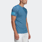 Men's adidas Casual Breathable Solid Color Tennis Sports Short Sleeve Blue T-Shirt HB8033