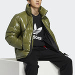 adidas originals Stand Collar Solid Color Sports Down Jacket Green H66014