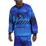 Men's adidas original Logo Pattern Printing Round Neck Pullover Long Sleeves Blue HD4808