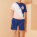 Li-Ning Paris fashion week SS20 Series Colorblock Short Sleeve 'Navy Blue White Pink' AHSQ281-1