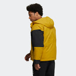 adidas Cb Bos Logo Jkt Contrast Color Stitching Hooded Down Jacket Yellow H23091