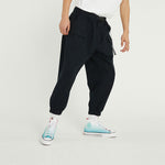 Men's Converse Solid Color Woven Bundle Feet Lacing Black Casual Pants/Trousers 10024161-A02