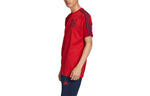 adidas Stripe Logo Embroidered Sports Round Neck Pullover Short Sleeve Bayern Munich Black Red FI6235