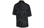 Men's Air Jordan Logo Full Print Chest Zipper Cardigan Short Sleeve Black Shirt DM3109-010