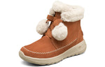 (WMNS) Skechers On-The-Go Joy Pompom Snow Boots 'Brown White' 144004-RUST