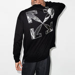Men's Off-White FW21 Logo Alphabet Arrow Round Neck Long Sleeves Loose Fit Black T-Shirt OMAB032C99JER0011001