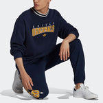 Men's adidas originals SCRIPT CREW Printing Sports Round Neck Navy Blue HF9224