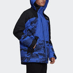 adidas originals Colorblock Printing Sports hooded down Jacket Blue H13578