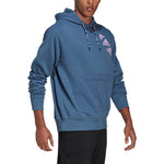 adidas Solid Color Brand Drawstring Hooded Long Sleeves Hoodie Unisex Blue HL9382