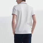 FILA Logo Solid Color Sports Short Sleeve Knitted Polo Shirt For Men White F11M021121G-WT