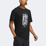 adidas WJ GFX LOGO Sports Round Neck Pullover Short Sleeve Black HI6858