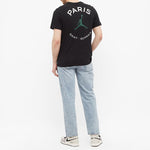 Men's Air Jordan x PSG Crossover Alphabet Logo Printing Casual Short Sleeve Black T-Shirt DB6514-010