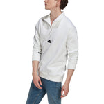 Men's adidas New 1/2-zip Solid Color Small Logo Half Zipper Pullover Stand Collar Long Sleeves White HG2074