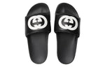 (WMNS) Gucci Interlock Double g Soft Sole Cozy Flat Heel Fashion Black Sandals 645770-0R0F0-1071