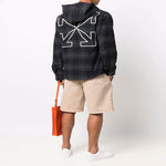 Off-White SS22 Plaid hooded Long Sleeves Shirt Version Black OMGA225C99FAB0010701