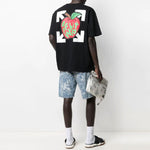 Off-White Apple Printing Arrow Short Sleeve Loose Fit Black OMAA038S21JER0151025