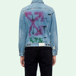 Off-White Spray Paint Graffiti Jacket Men Blue OMYE005E193860457128