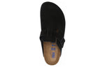 (WMNS) Birkenstock Boston Soft Footbed Suede Leather Narrow Fit Mules 'Black' 660473