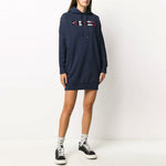 (WMNS) KENZO FW20 Logo Embroidered Fleece Lined hooded Long Sleeves Hoodie Navy Blue FA62RO7724MO-76