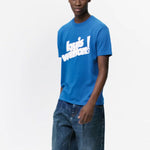 Men's LOUIS VUITTON FW21 Round Neck Logo Alphabet Printing Classic Short Sleeve Blue 1A971C