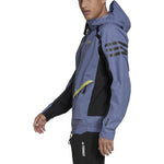 Men's adidas Colorblock Alphabet Offset Printing Windproof Waterproof Hooded Jacket Blue GQ3705