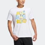 Men's adidas neo Alphabet Cartoon Printing Round Neck Casual Short Sleeve White T-Shirt HS6806